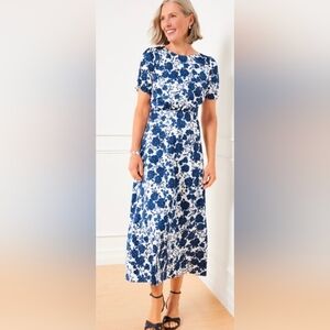 8P TALBOTS Fit and Flare Midi Dress-Blushing Roses NWT